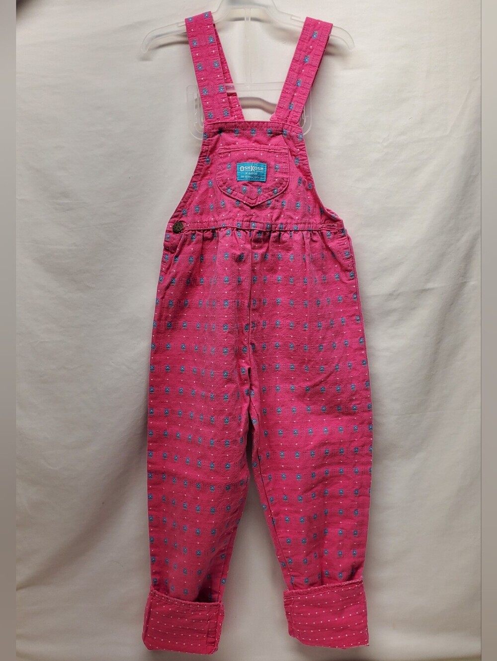 Rare vintage 90s oshkosh goveralls pink with blue flowers y2k like new